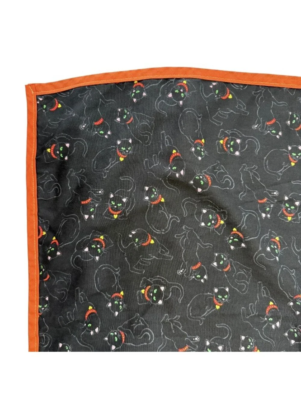 VTG Black Cat Halloween Square Card Table Tablecloth Cotton Whimsigoth Witchy